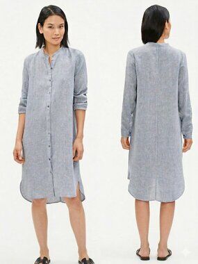 Eileen Fisher Organic Linen Shirt Dress Size Petite Small